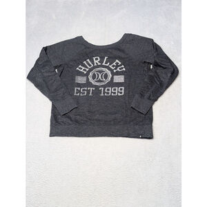 Women's Hurley Gray & White Logo Sweatshirt M Crew neck